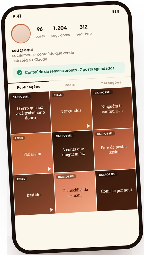 Feed com o conteúdo da semana pronto e agendado